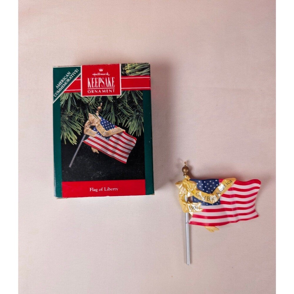 Vintage Hallmark Keepsake Christmas Ornament Flag of Liberty 1991